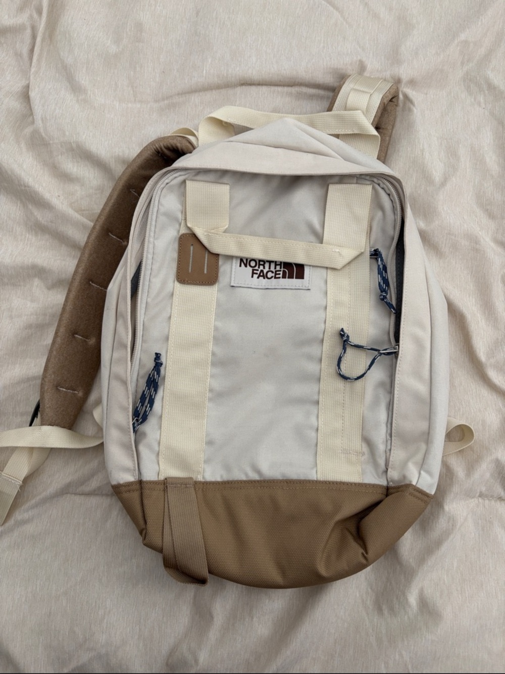 The North Face Cream and Brown Field Backpack